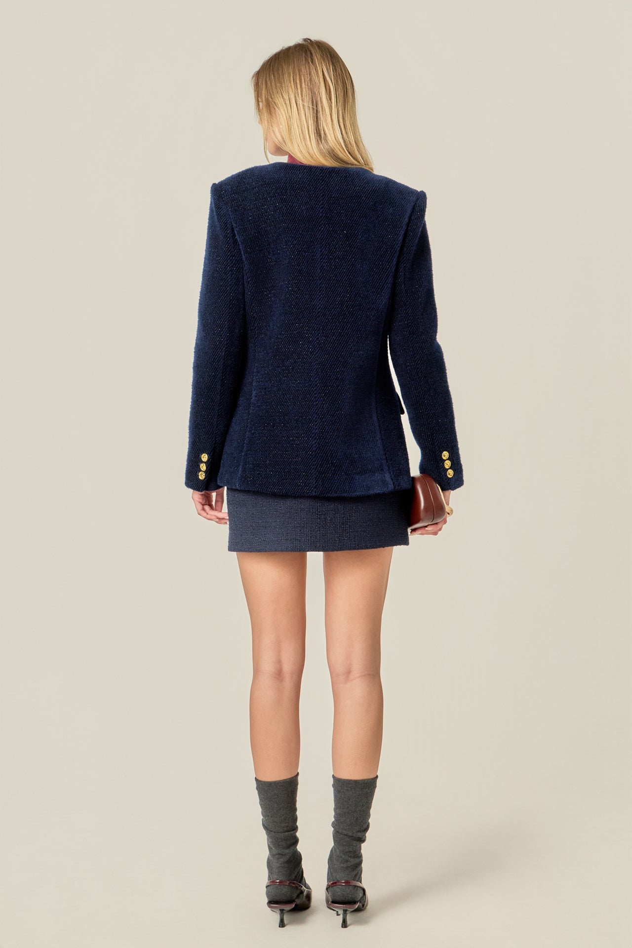 ENGLISH FACTORY - Structured Lapeless Textured Jacket - JACKETS available at Objectrare