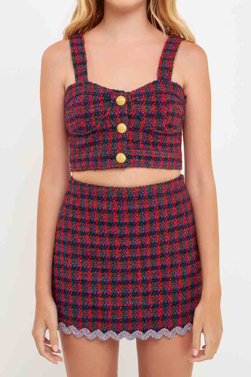 ENGLISH FACTORY - Tweed Crop Top - TOPS available at Objectrare