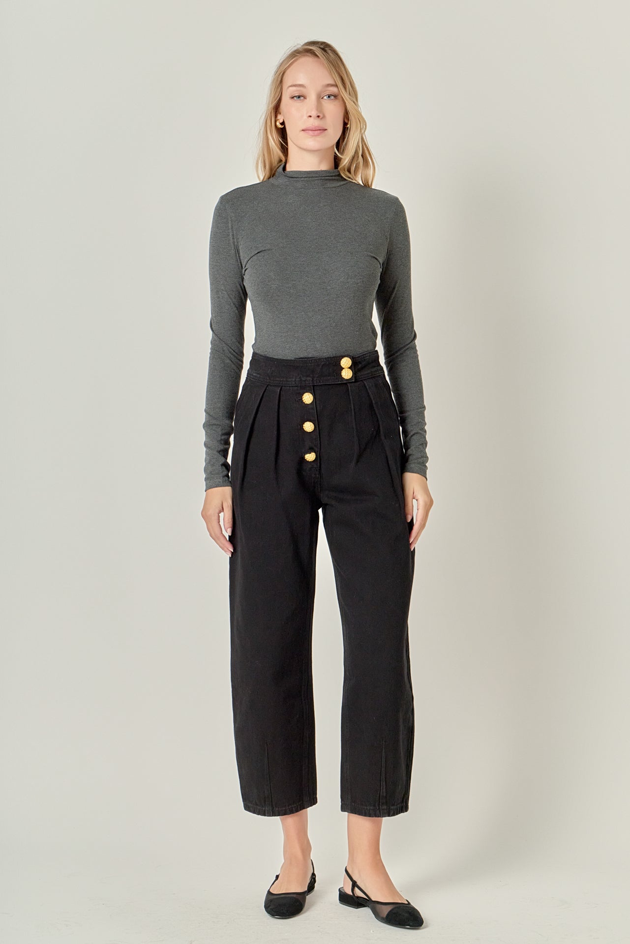 ENGLISH FACTORY - Premium Denim Cropped Trousers - JEANS available at Objectrare