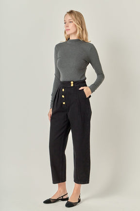 ENGLISH FACTORY - Premium Denim Cropped Trousers - JEANS available at Objectrare