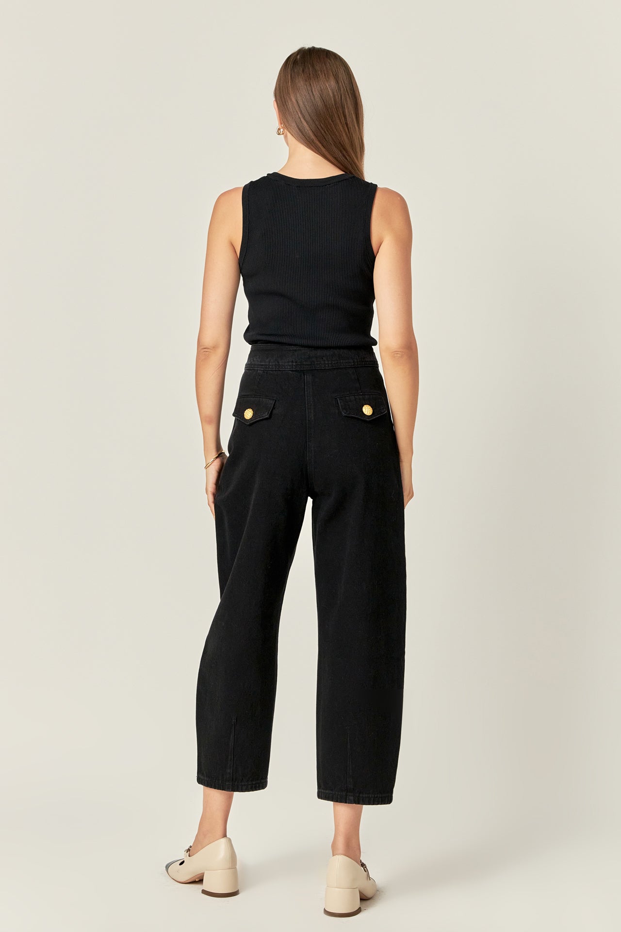 ENGLISH FACTORY - Premium Denim Cropped Trousers - JEANS available at Objectrare