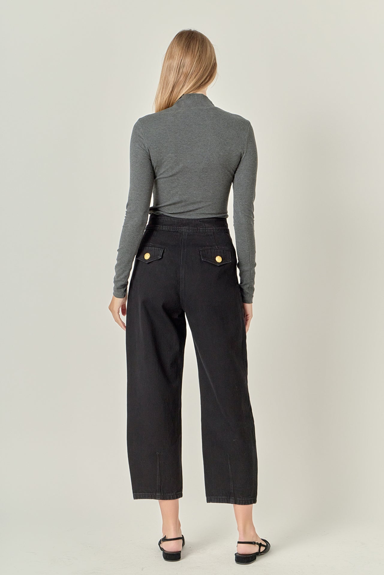 ENGLISH FACTORY - Premium Denim Cropped Trousers - JEANS available at Objectrare