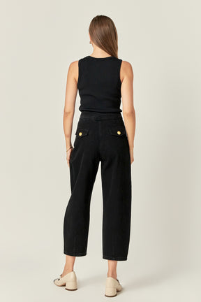 ENGLISH FACTORY - Premium Denim Cropped Trousers - JEANS available at Objectrare