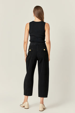 ENGLISH FACTORY - English Factory - Premium Denim Cropped Trousers - JEANS available at Objectrare