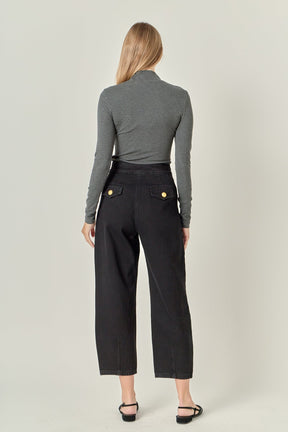 ENGLISH FACTORY - Premium Denim Cropped Trousers - JEANS available at Objectrare