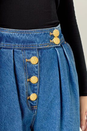 ENGLISH FACTORY - Premium Denim Cropped Trousers - JEANS available at Objectrare