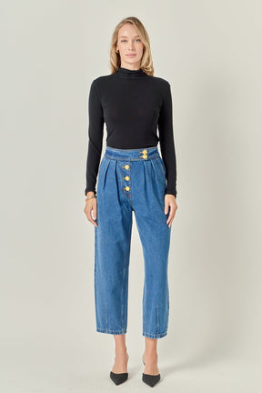 ENGLISH FACTORY - Premium Denim Cropped Trousers - JEANS available at Objectrare