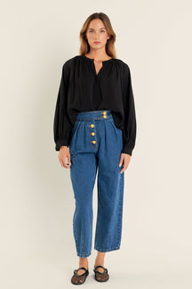 ENGLISH FACTORY - English Factory - Premium Denim Cropped Trousers - JEANS available at Objectrare