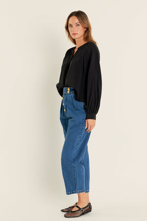 ENGLISH FACTORY - English Factory - Premium Denim Cropped Trousers - BOTTOMS available at Objectrare