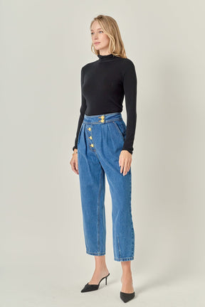 ENGLISH FACTORY - Premium Denim Cropped Trousers - JEANS available at Objectrare