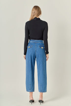 ENGLISH FACTORY - Premium Denim Cropped Trousers - JEANS available at Objectrare