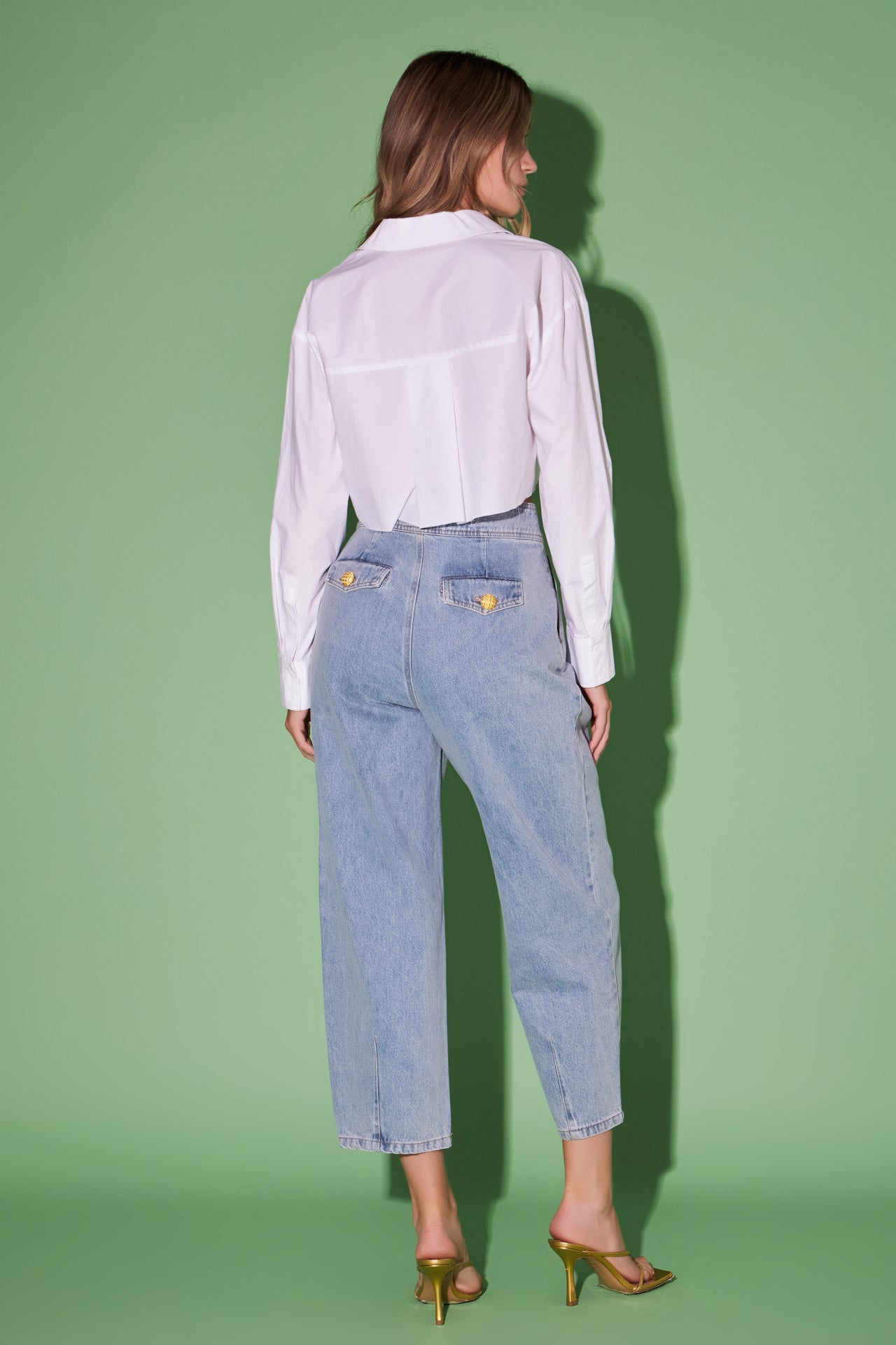 ENGLISH FACTORY - English Factory - Premium Denim Cropped Trousers - BOTTOMS available at Objectrare