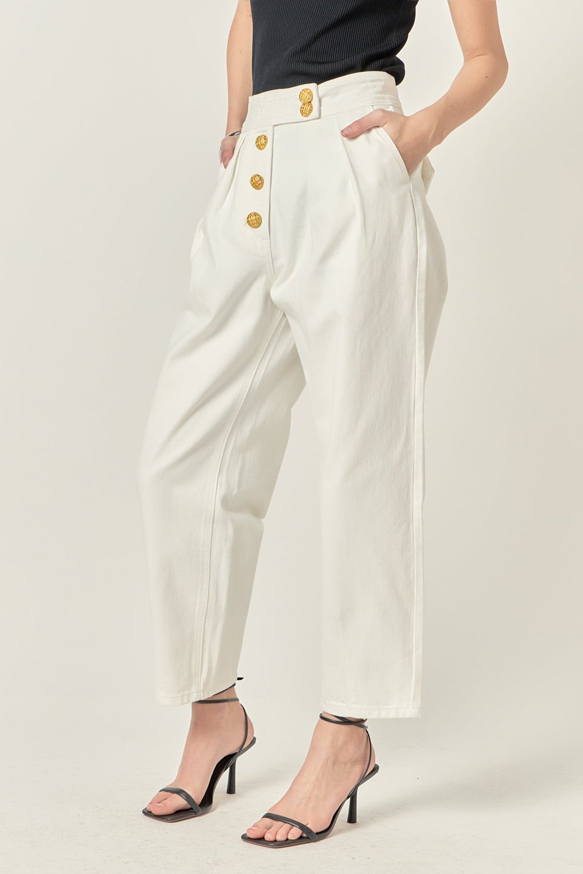 ENGLISH FACTORY - Premium Denim Cropped Trousers - JEANS available at Objectrare