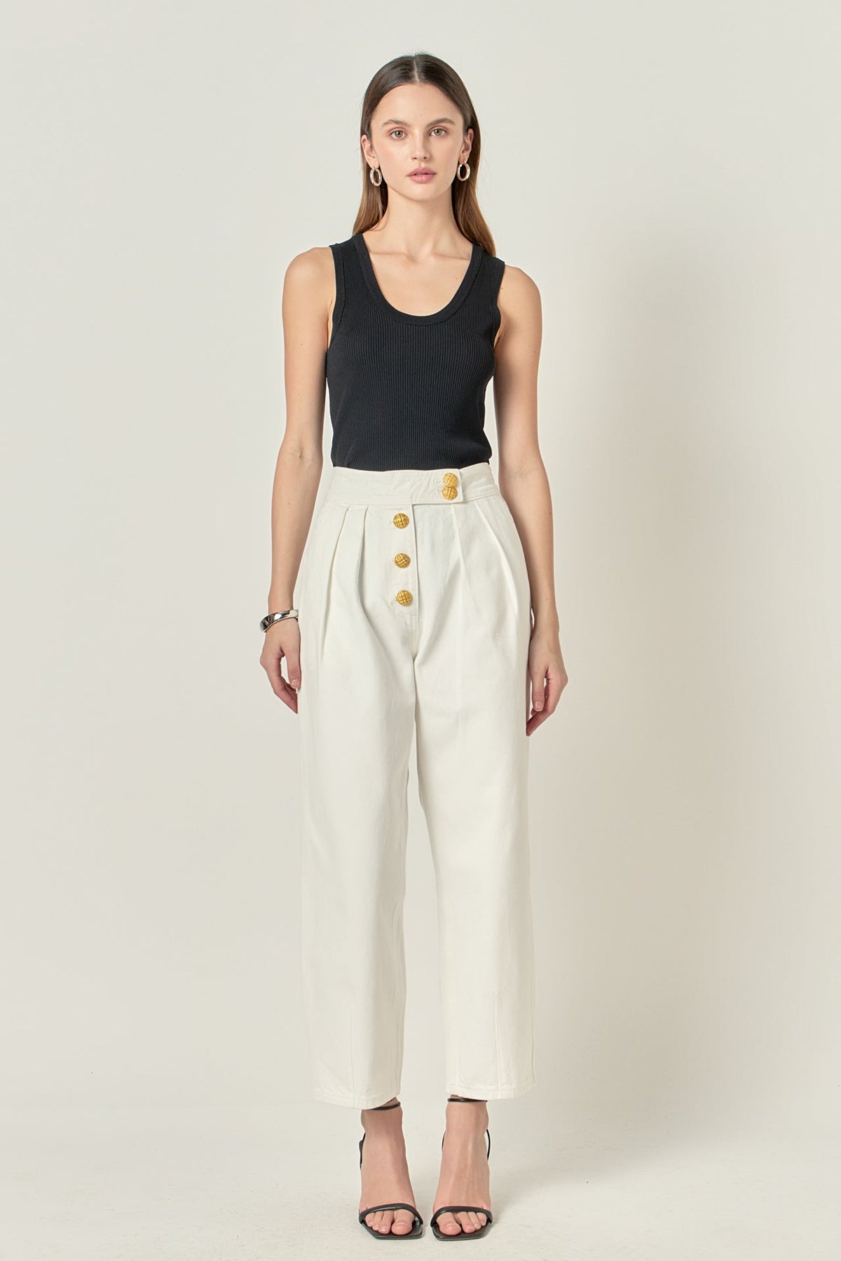 ENGLISH FACTORY - Premium Denim Cropped Trousers - JEANS available at Objectrare