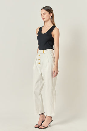 ENGLISH FACTORY - Premium Denim Cropped Trousers - JEANS available at Objectrare