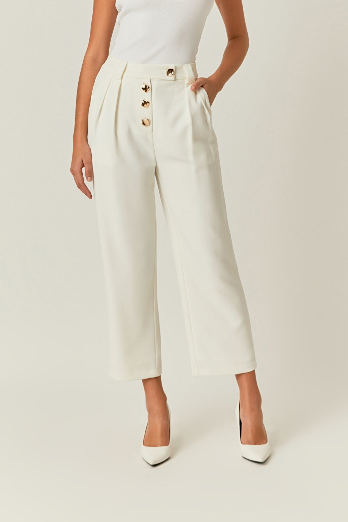 ENDLESS ROSE - Trousers with Button Detail - PANTS available at Objectrare