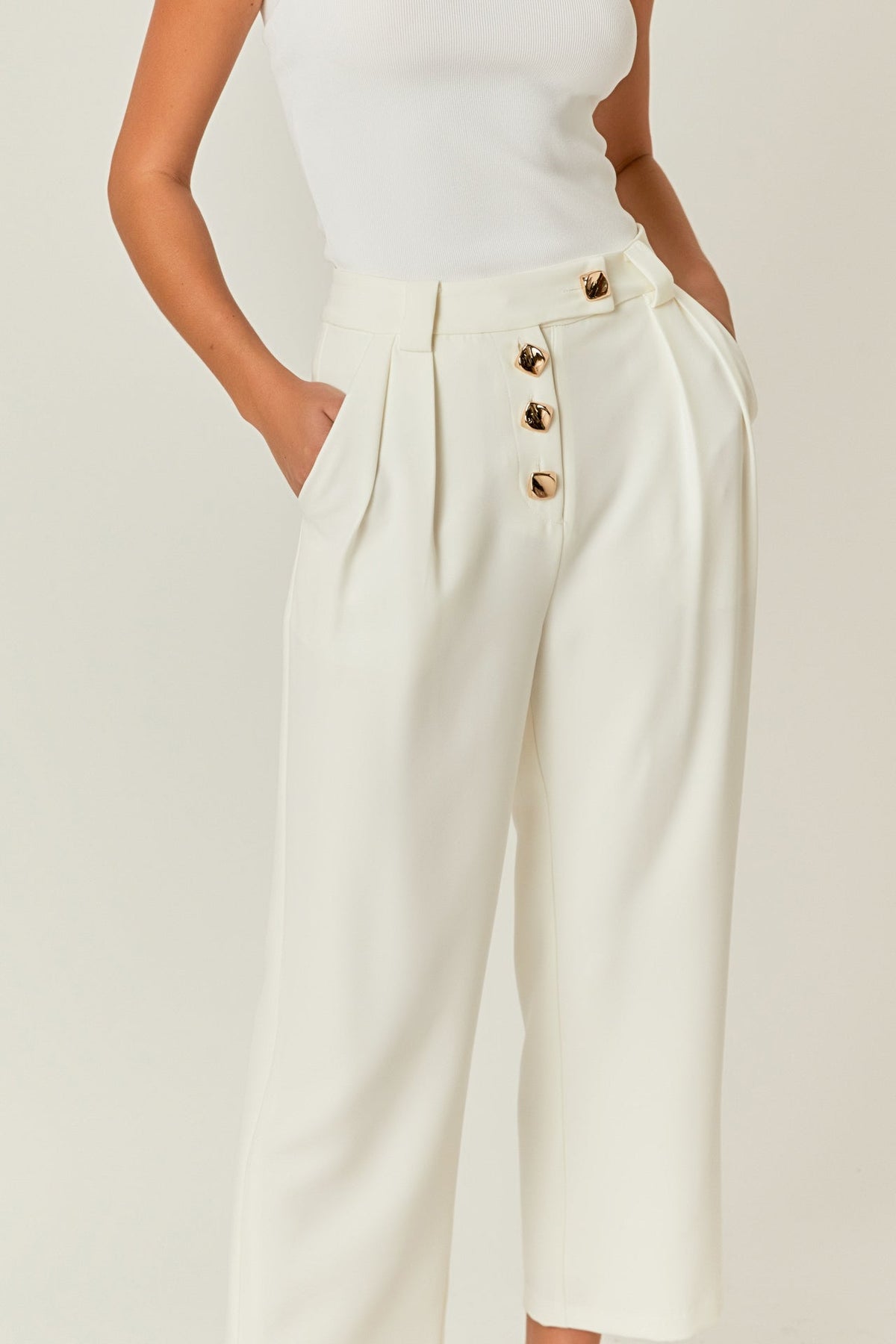 ENDLESS ROSE - Trousers with Button Detail - PANTS available at Objectrare