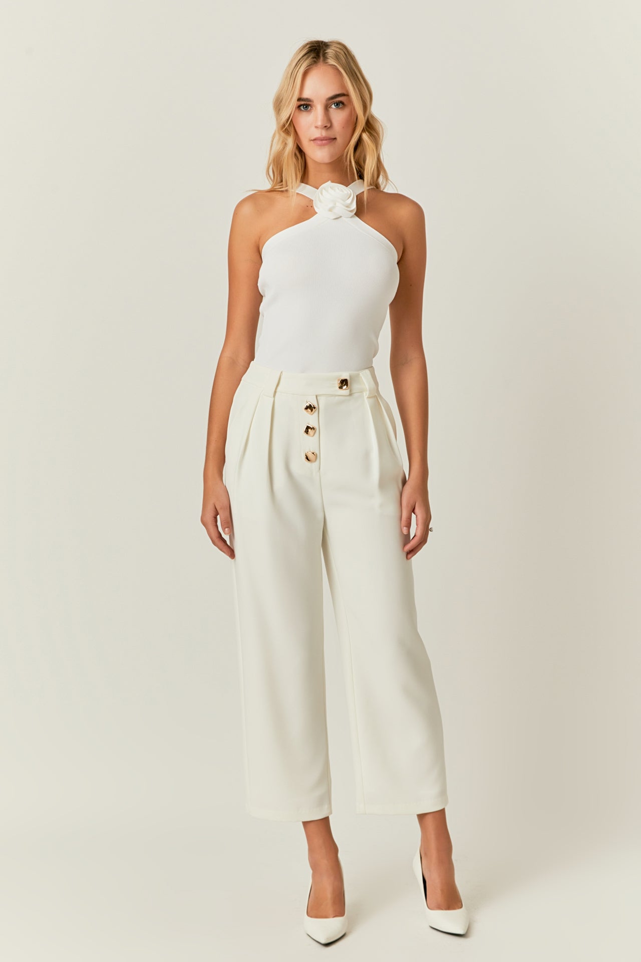 ENDLESS ROSE - Trousers with Button Detail - PANTS available at Objectrare