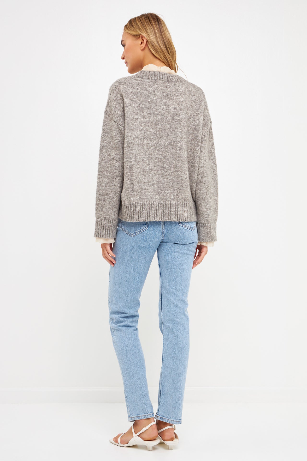 ENDLESS ROSE - Knit Sweater With Contrast Neck Tie - SWEATERS & KNITS available at Objectrare