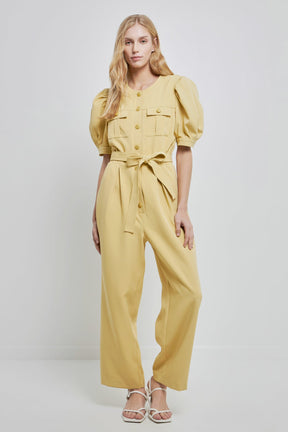 ENGLISH FACTORY - Jumpsuit with Button Detail - JUMPSUITS available at Objectrare