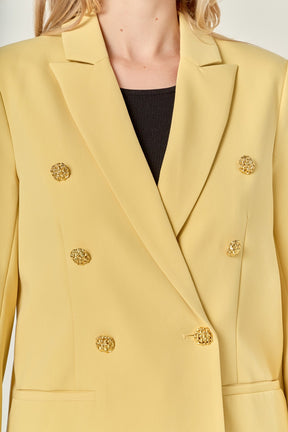 ENGLISH FACTORY - Gold Buttoned Structured Blazer - BLAZERS available at Objectrare