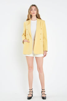 ENGLISH FACTORY - Gold Buttoned Structured Blazer - BLAZERS available at Objectrare