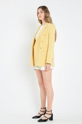 ENGLISH FACTORY - Gold Buttoned Structured Blazer - BLAZERS available at Objectrare