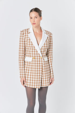 ENDLESS ROSE - Premium Houndstooth Blazer Romper - ROMPERS available at Objectrare