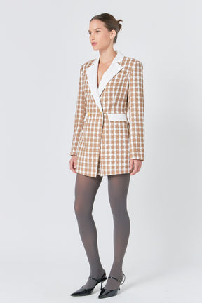 ENDLESS ROSE - Premium Houndstooth Blazer Romper - ROMPERS available at Objectrare