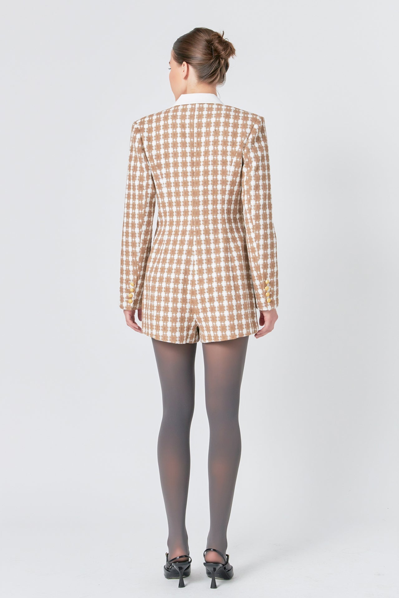 ENDLESS ROSE - Endless Rose - Premium Houndstooth Blazer Romper - ROMPERS available at Objectrare