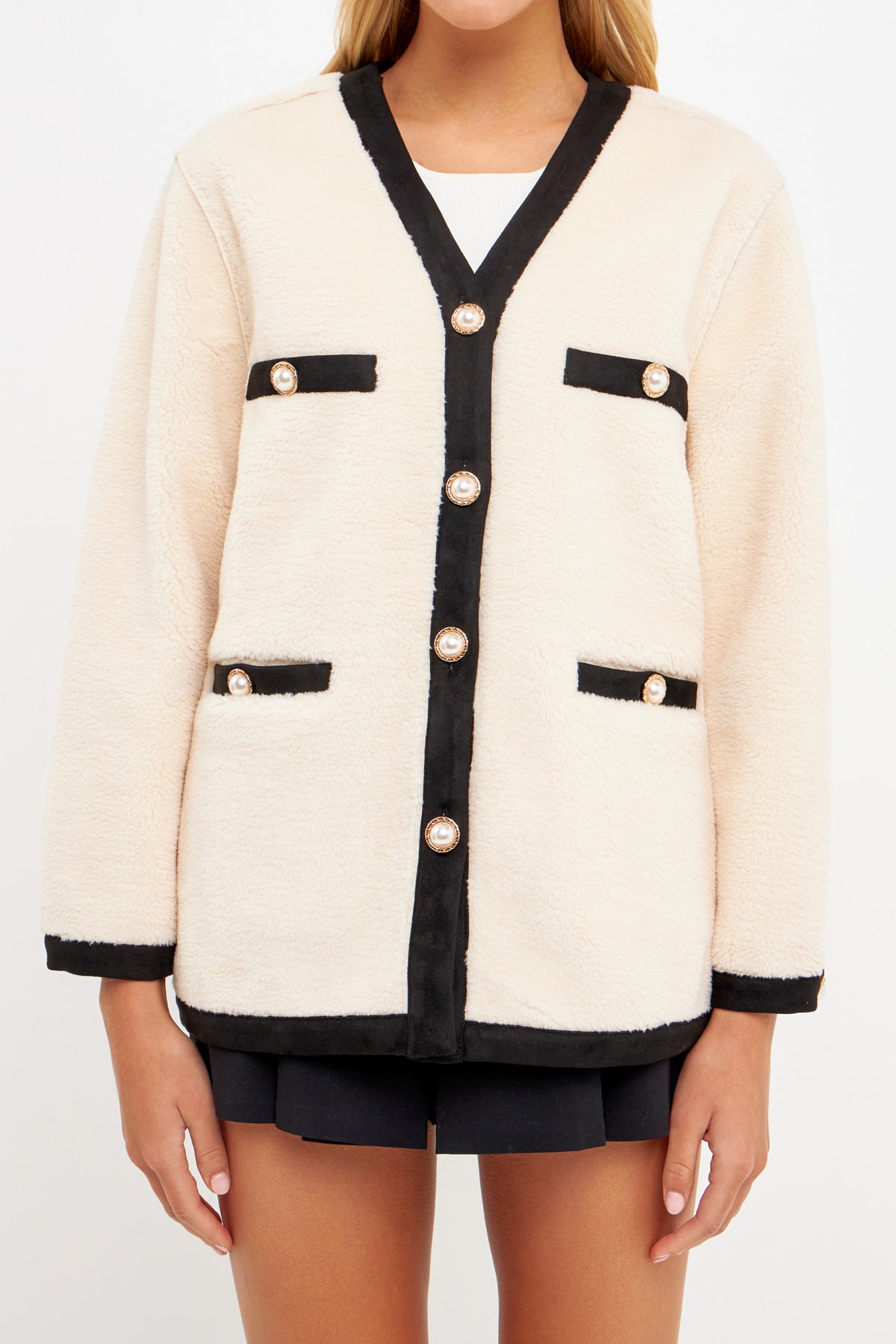 ENGLISH FACTORY - Shearing Jacket with Buttons - SWEATERS & KNITS available at Objectrare