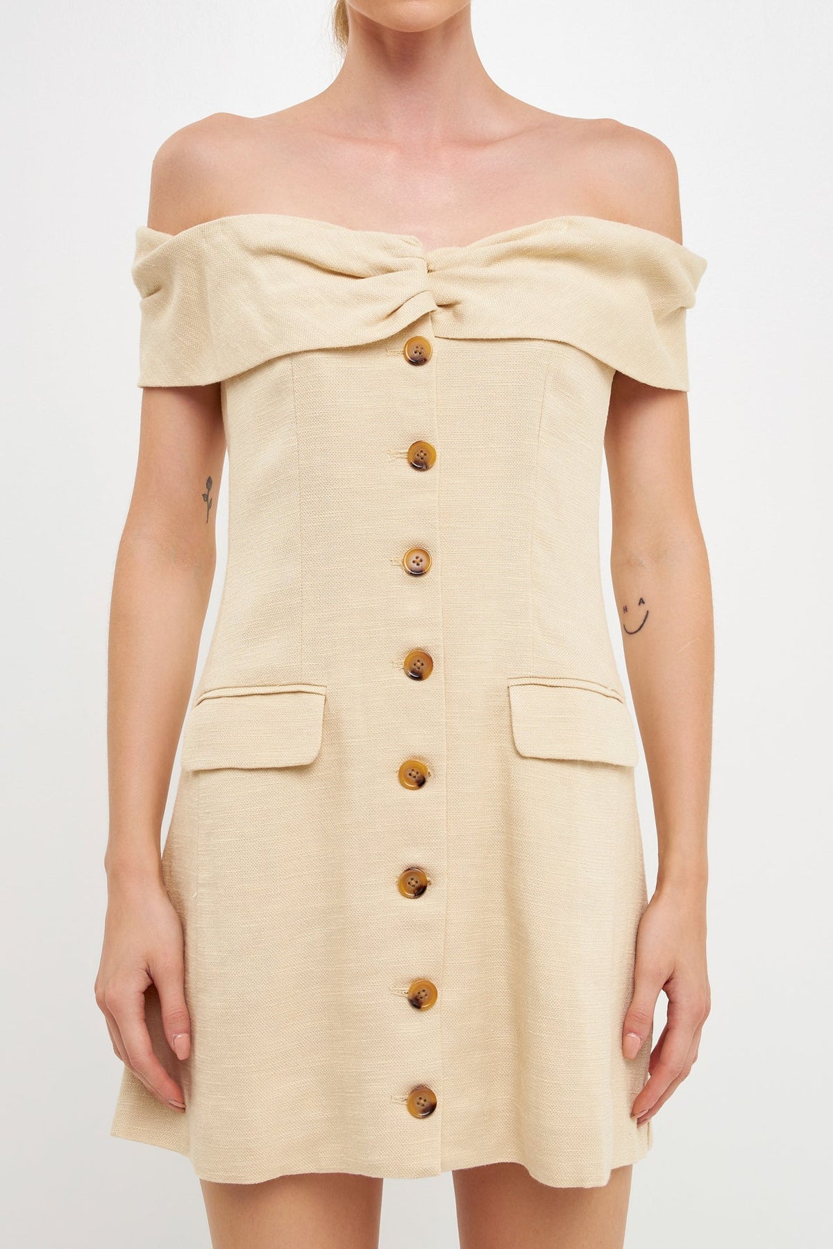 ENGLISH FACTORY - Off Shoulder Linen Dress - DRESSES available at Objectrare