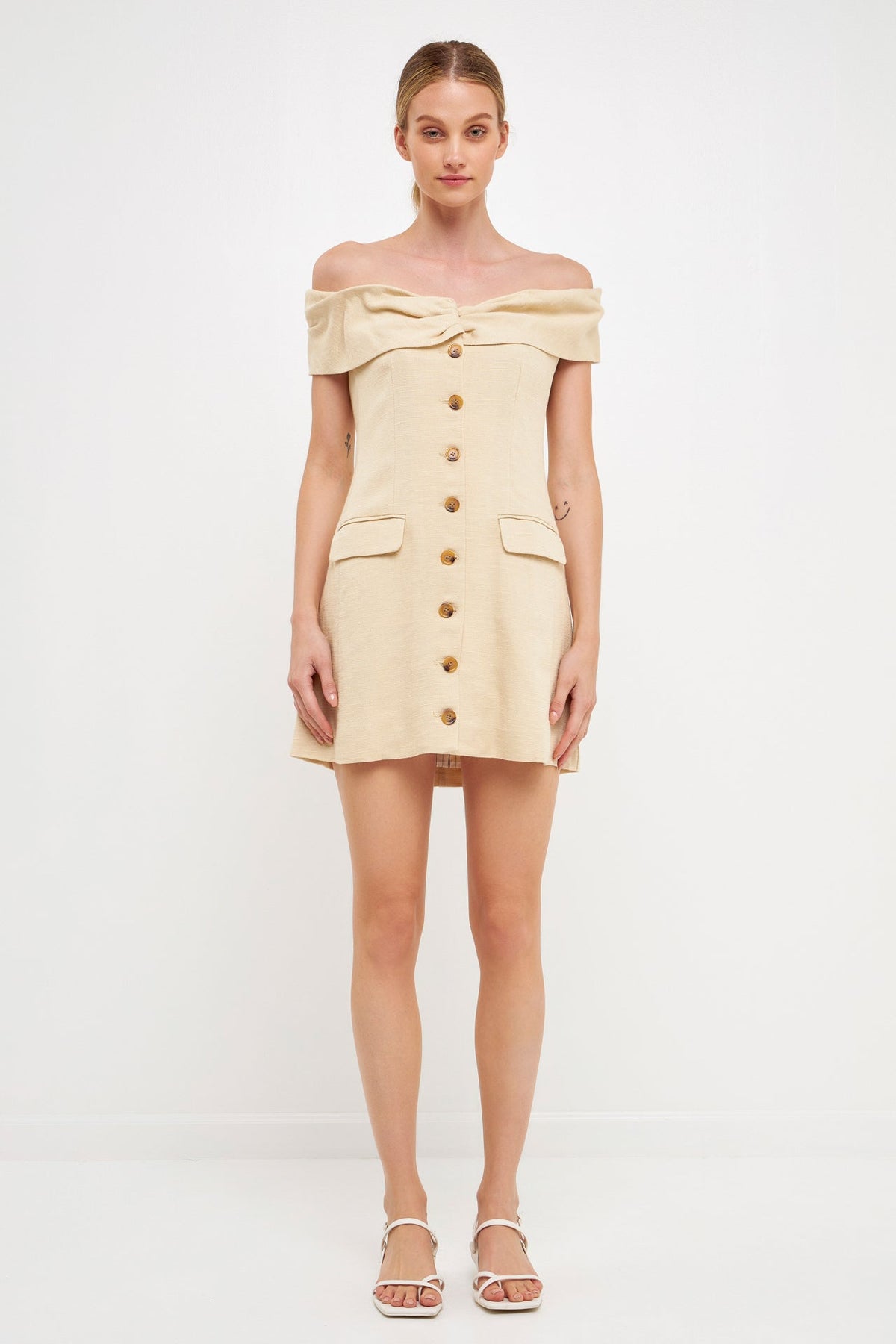 ENGLISH FACTORY - Off Shoulder Linen Dress - DRESSES available at Objectrare