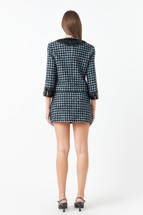 ENDLESS ROSE - Premium Houndstooth Cropped Jacket - JACKETS available at Objectrare