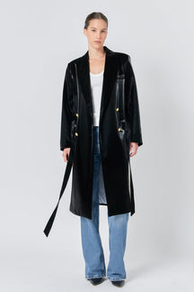 ENDLESS ROSE - Shiny Faux Leather Trench Coat - COATS available at Objectrare