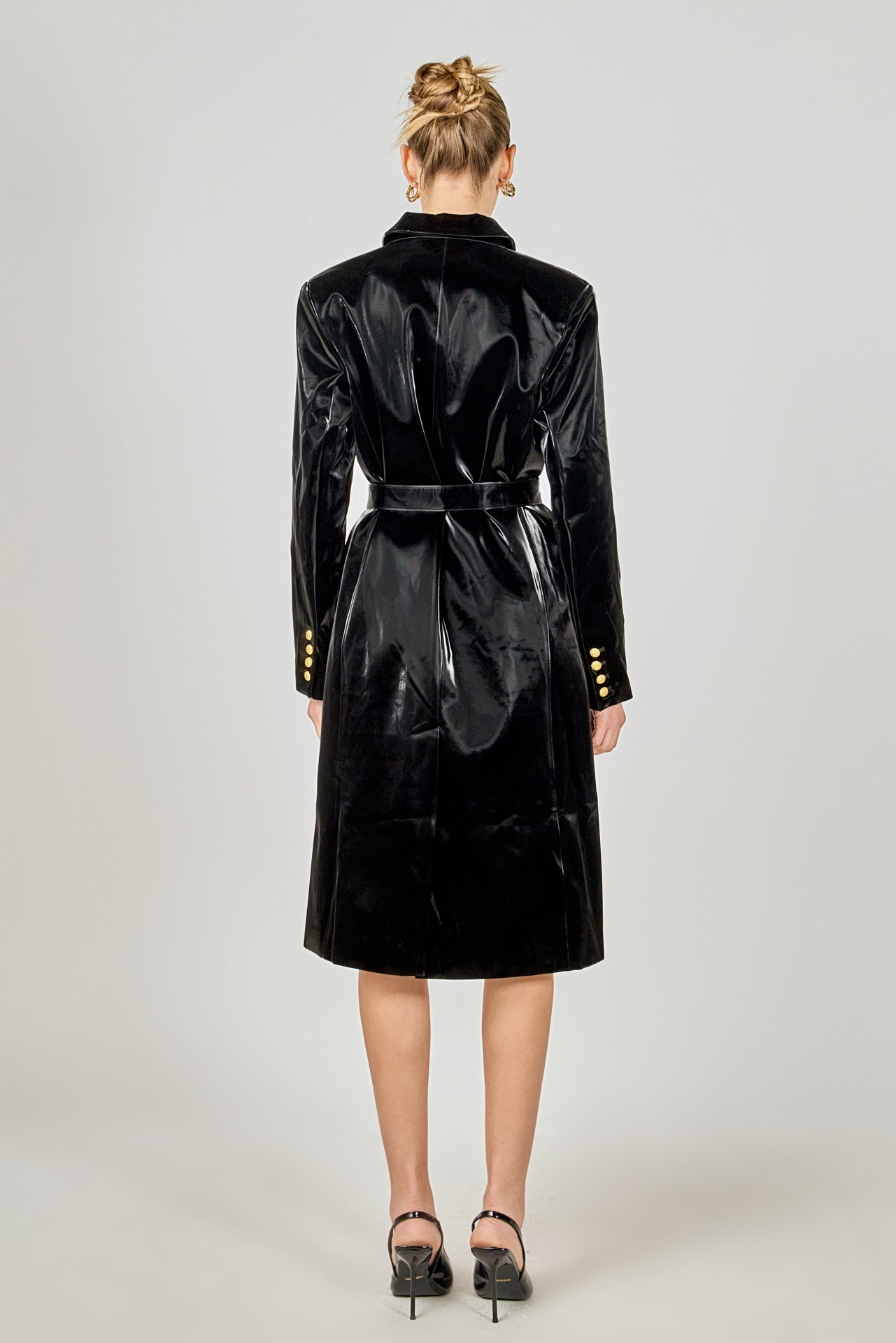 ENDLESS ROSE - Shiny Faux Leather Trench Coat - COATS available at Objectrare