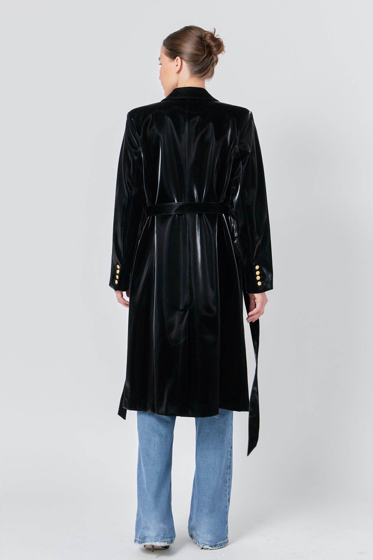 ENDLESS ROSE - Shiny Faux Leather Trench Coat - COATS available at Objectrare