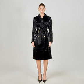 ENDLESS ROSE - Shiny Faux Leather Trench Coat - COATS available at Objectrare