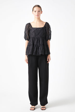 ENDLESS ROSE - Puff Sleeve Babydoll Top - TOPS available at Objectrare