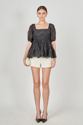 ENDLESS ROSE - Puff Sleeve Babydoll Top - TOPS available at Objectrare