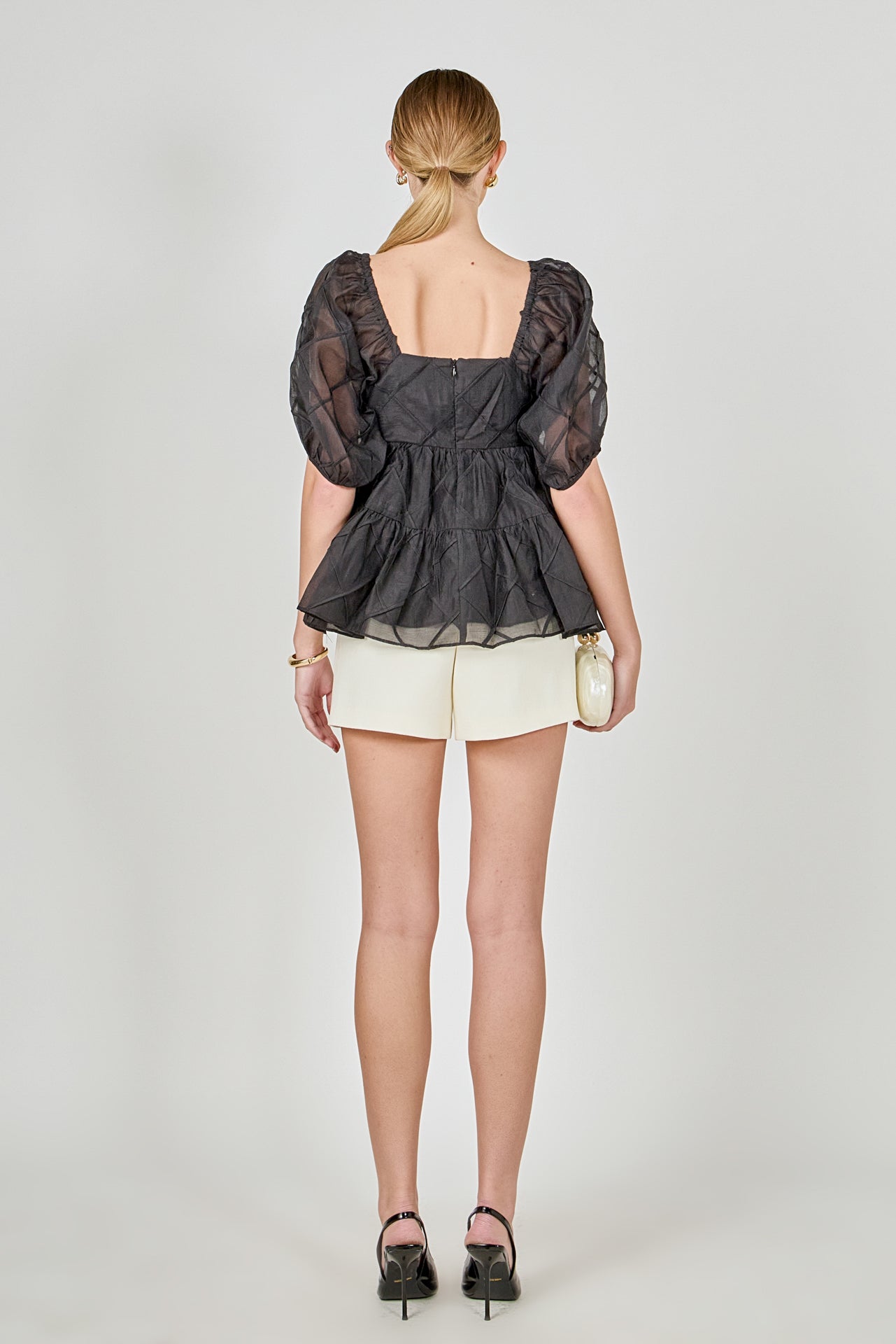 ENDLESS ROSE - Puff Sleeve Babydoll Top - TOPS available at Objectrare