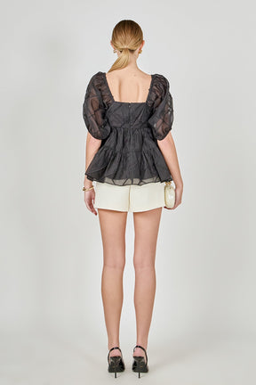 ENDLESS ROSE - Puff Sleeve Babydoll Top - TOPS available at Objectrare