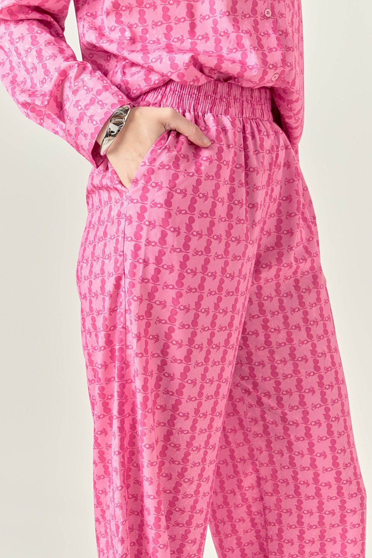 ENGLISH FACTORY - Printed Satin Wide Leg Pants - PANTS available at Objectrare