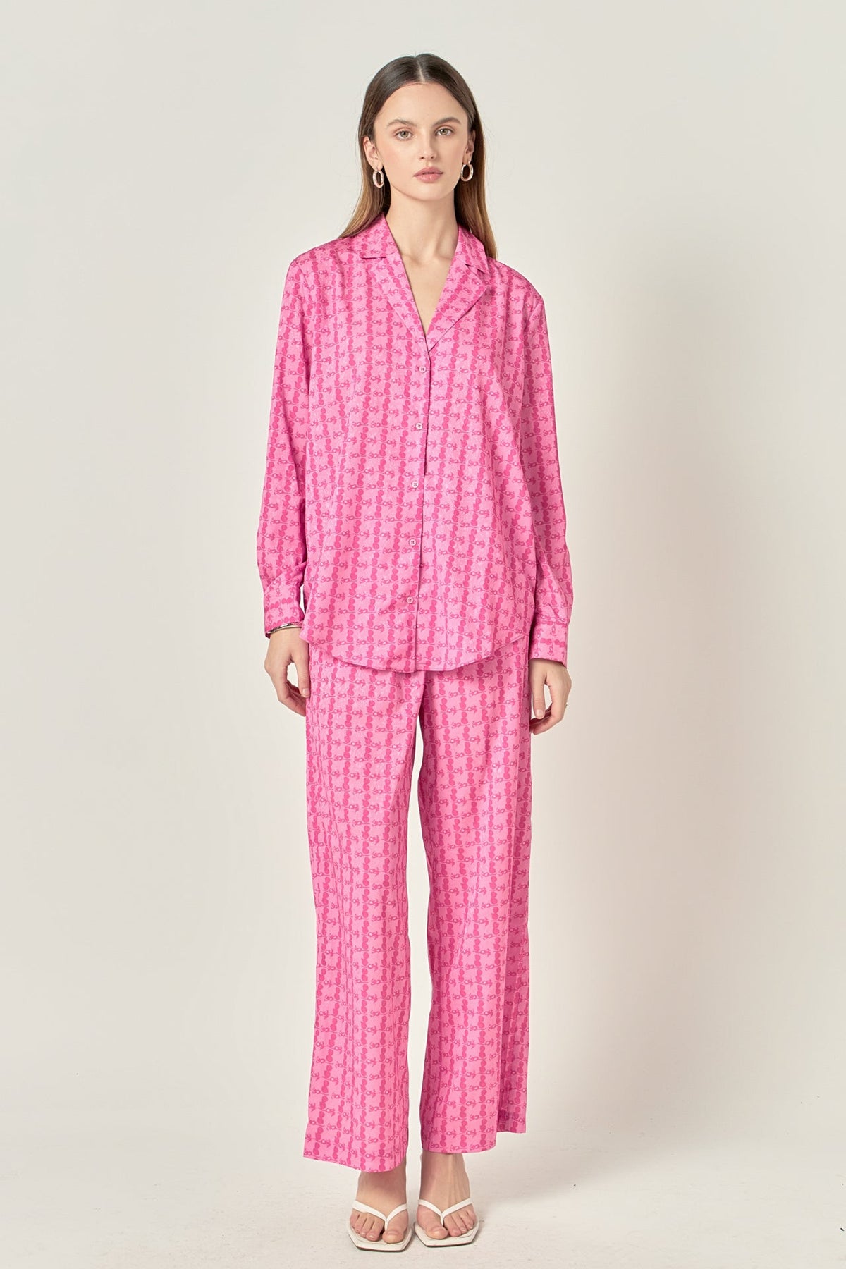 ENGLISH FACTORY - Printed Satin Wide Leg Pants - PANTS available at Objectrare