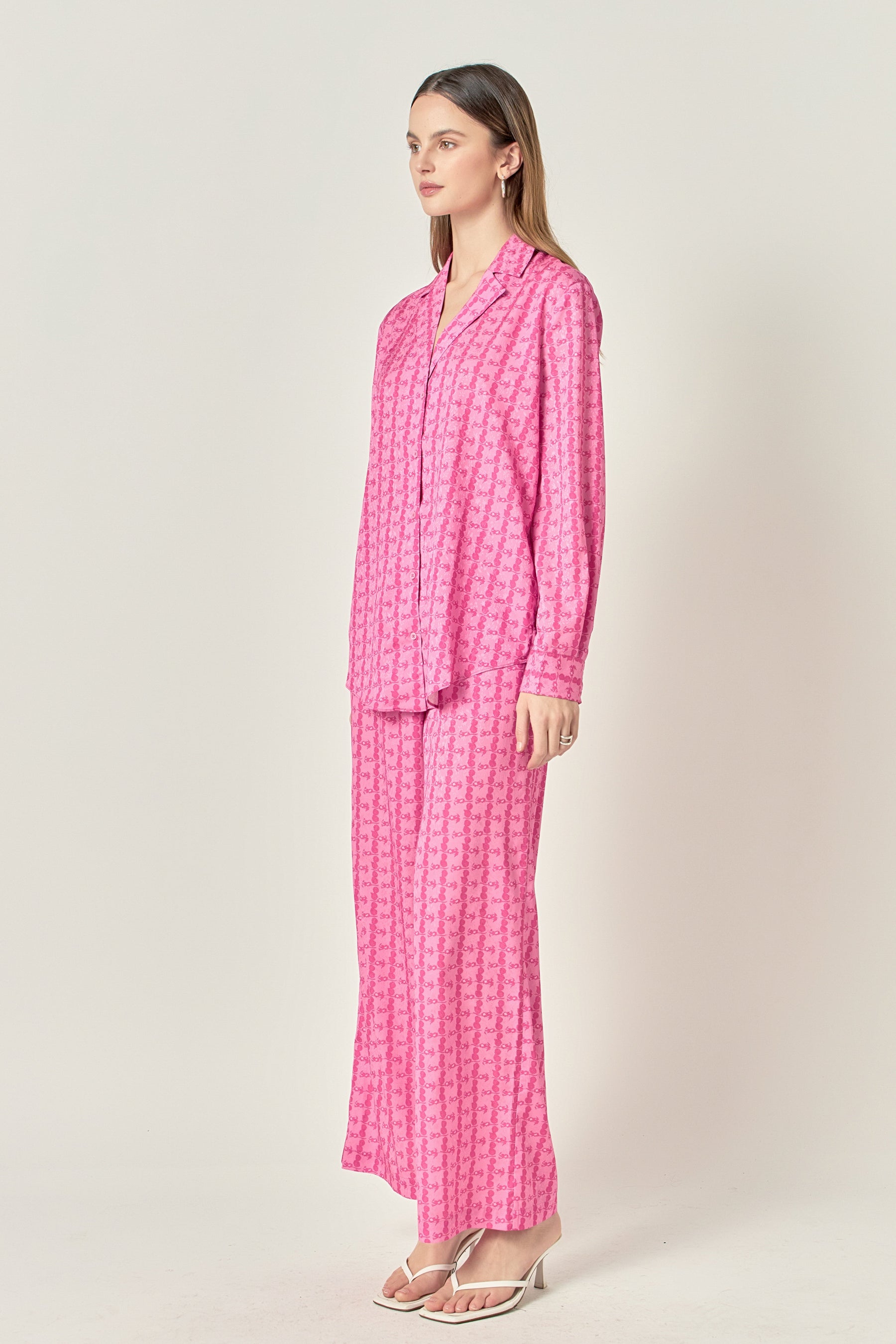 ENGLISH FACTORY - Printed Satin Wide Leg Pants - PANTS available at Objectrare