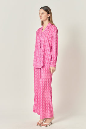 ENGLISH FACTORY - Printed Satin Wide Leg Pants - PANTS available at Objectrare