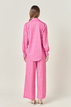 ENGLISH FACTORY - Printed Satin Wide Leg Pants - PANTS available at Objectrare