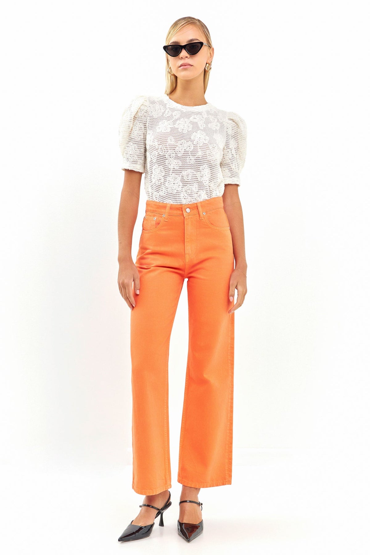 ENGLISH FACTORY - Crochet Puff Sleeve Top - TOPS available at Objectrare