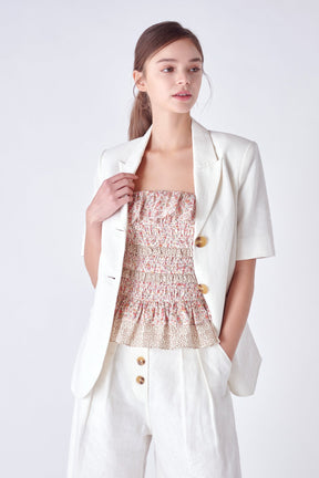 ENGLISH FACTORY - Linen Short Sleeve Blazer - BLAZERS available at Objectrare