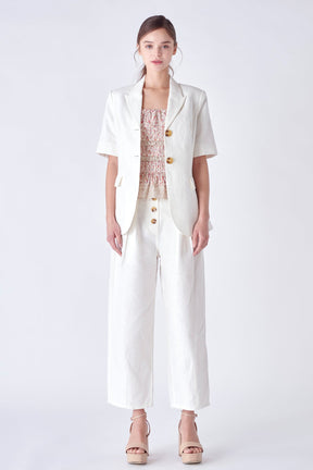 ENGLISH FACTORY - Linen Short Sleeve Blazer - BLAZERS available at Objectrare